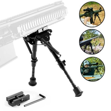 RIFLE BIPOD Z KRĘTLIKIEM, OBROTOWY DWÓJNÓG Z MOCOWANIEM DO ZAWIESZENIA