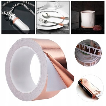 САМОКЛЕЯЩАЯСЯ ЗАЩИТНАЯ ЛЕНТА ИЗ ПРОВОДЯЩЕЙ МЕДНОЙ ФОЛЬГИ 50ММ Х 25М