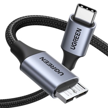 Kabel Micro-B USB 3.0 - USB-C, Super Speed, HDD, 5V / 3A 50cm