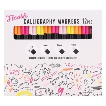MARKERY Kaligraficzne Mazaki do KALIGRAFII 12 szt