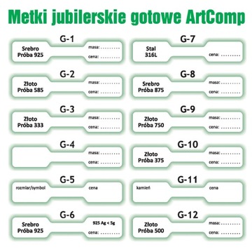 ETYKIETY JUBILERSKIE do biżuterii GOTOWE - ArtComp