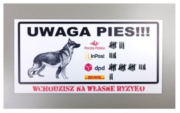 TABLICZKA UWAGA PIES OSTRZEGAWCZA 20X10cm
