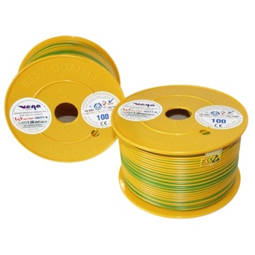 Przewód LGY/H05V-K 1,50 mm2 100m Żółto-Zielony