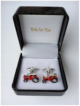 Eleganckie spinki do mankietów Traktor CLAAS dla Rolnika czerwony ciągnik