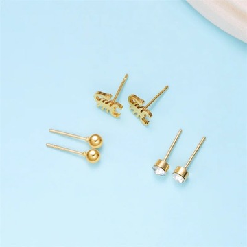 Stainless Steel Gold Color Mini Stud Earrings Cute