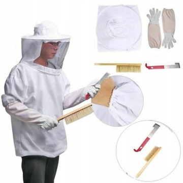 ТОЛСТОВКА ДЛЯ ПЧЕЛОВОДСТВА С ШАПКОЙ + ПЕРЧАТКИ + ЩЕТКА ДЛЯ УЛОЯ + СКРЕБОК