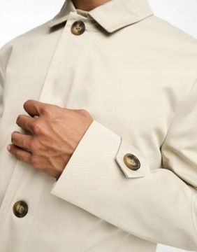 Asos Design NG7 tbc beżowy płaszcz midi trencz guziki kołnierzyk 2XL