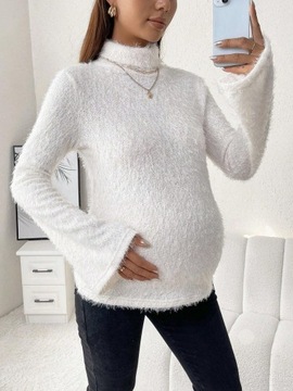 ТРИКОТАЖНЫЙ ДЖЕМПЕР ДЛЯ МАТЕРИ ЭКрю HAIRY С ТЮРЛЕНИЮ SHEIN M