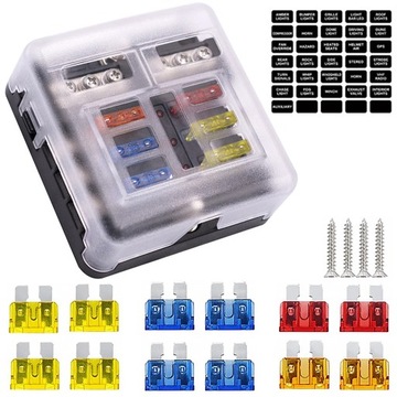Car Boat Fuse Box Holder 6 Way Fuse Block 12V/24V Circuit Fuse Block~5571