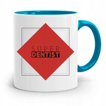 KUBEK BŁĘKITNY PREZENT DENTYSTY SUPER DENTIST z Nadrukiem ze Zdjęciem