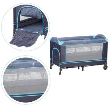 Дорожная кроватка с синей москитной сеткой