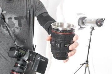 Термокружка LENS черная подарок для фотографа, фотоаппарата, кофе, чая