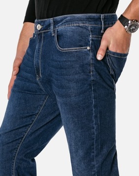 Spodnie Jeansowe Męskie Jeansy Texsasy Dżinsy Proste Granatowe 5608 W44 L32