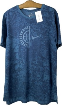 T-shirt niebieski granatowy w cętki the nike tee dri-fit NIKE r. L