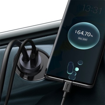 Быстрое автомобильное зарядное устройство Baseus, 3 порта USB-A, USB-C, мощный блок питания PD мощностью 120 Вт.