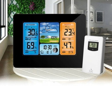 БЕСПРОВОДНАЯ ПОГОДНАЯ СТАНЦИЯ ПОГОДА Гигрометр Термометр Датчик Часы Дата