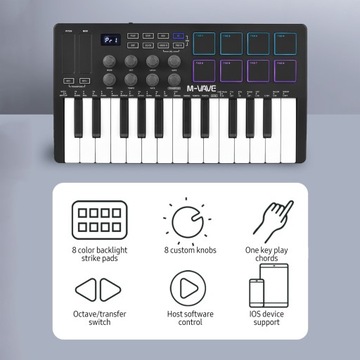 M-VAVE 25-Key MIDI Control Keyboard Mini Portable