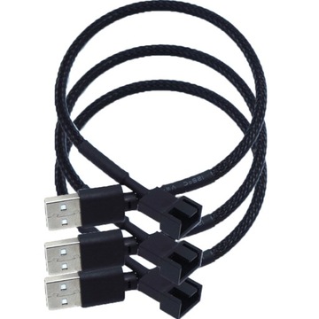 3 szt. Kable adaptera wentylatora USB na 4Pin. Komputer 4Pin