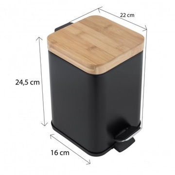 Zestaw Kosz na śmieci & Szczotka do WC Black & Bamboo -YOKA