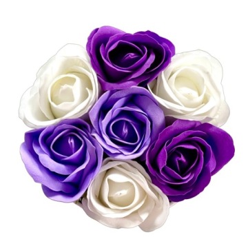 ЦВЕТОЧНАЯ КОРОБКА С МЫЛЬНЫМИ ЦВЕТАМИ ПОДАРОЧНЫЕ ЦВЕТЫ МЫЛЬНЫЕ РОЗЫ ВЕЛЮРОВАЯ КОРОБКА