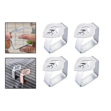 4x зажим для скатерти Настольный зажим для скатерти из нержавеющей стали, сусальное серебро