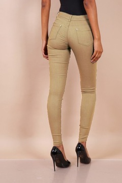 W752 БЕЖЕВЫЕ ЖЕНСКИЕ БРЮКИ НА БЕДРАХ M