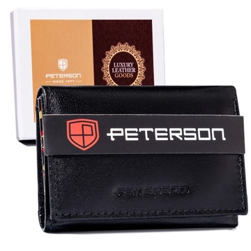 PETERSON portfel damski skórzany na zatrzask RFID