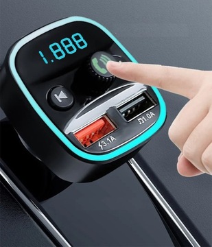 FM-ПЕРЕДАТЧИК BLUETOOTH 5.0 ЗАРЯДНОЕ УСТРОЙСТВО QC 3.0 2x USB USB-C 20 Вт RGB