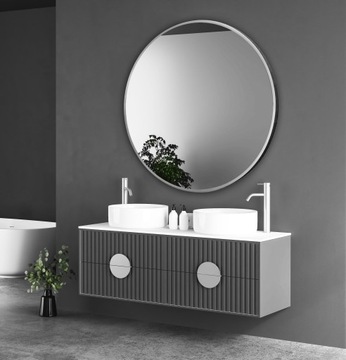 КРУГЛОЕ СЕРЕБРЯНОЕ ЗЕРКАЛО 60 Узкая АЛЮМИНИЕВАЯ РАМА LOFT