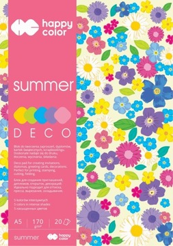 Blok Deco Summer A5 170g 20 ark 5 kol. Happy Color