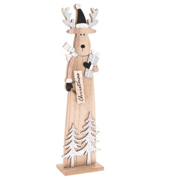 Drewniana, naturalna figurka renifer 39cm PREZENT