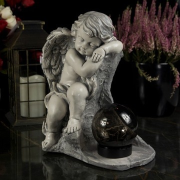 СЕРАЯ ГИПСОВАЯ ФИГУРКА Гробница СОЛНЕЧНАЯ СВЕТОДИОДНАЯ ЛАМПА