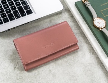 Женский кошелек Cavaldi из прочной воловьей кожи, большая вместимость, прочный RFID.