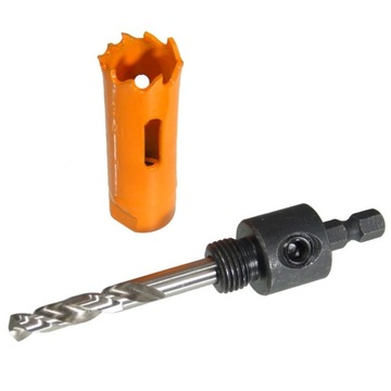 Zestaw - Otwornica bi-metalowa śr.19 mm + adapter