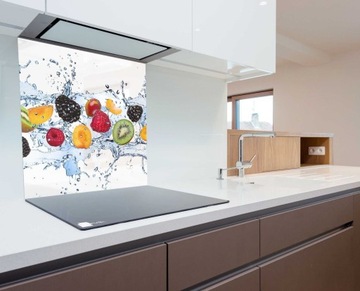 Панель из закаленного стекла 60х70 Фрукты и вода + КЛЕЙ