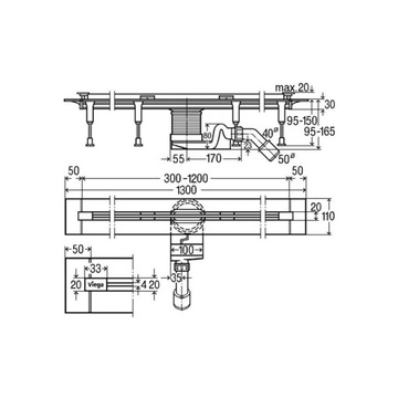 Линейный слив Advantix Vario с регулируемой длиной 30–120 см VIEGA 686277