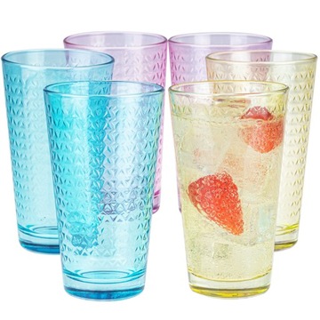 KOLOROWE Szklanki DO DRINKÓW Wody Napojów 6x400 ml NA IMPREZĘ Grilla