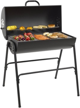 GRILL GRIL WĘGLOWY POKRYWA STALOWY BECZKA DUŻY