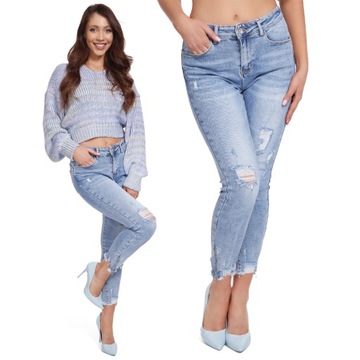 389_ S/36 _SPODNIE JEANSY PUSH UP dziury M.SARA