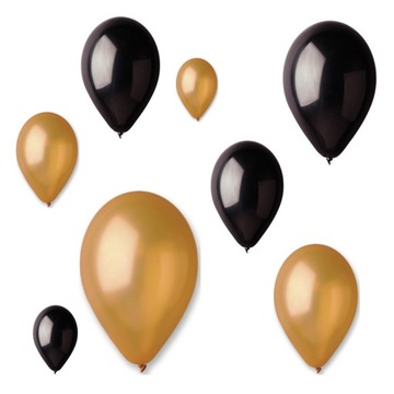 balony złote czarne GEMAR urodzinowe 10 szt