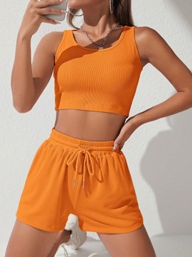 SHEIN POMARAŃCZOWY KOMPLET CROP TOP SPODENKI S 39900