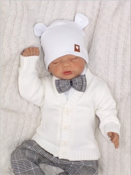 Белый кардиган для мальчика на крещение 62