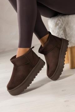 Czekoladowe śniegowce damskie Mukluki na platformie 40