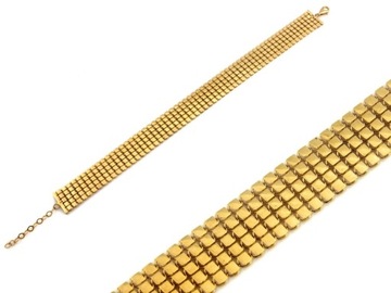 Złota bransoletka damska 585 szeroka z małych ruchomych kwadracików 14kt