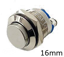 Włącznik przycisk monostabilny chwilowy metalowy płaski wysoki 16 mm