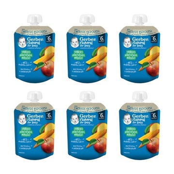GERBER Deserek w tubce Jabłko Marchewka Mango 6x80g
