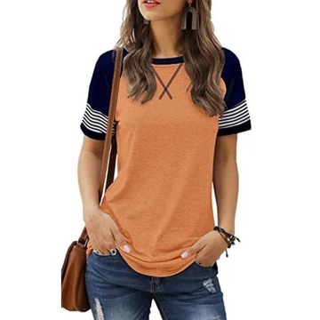 Casual Stitching Stopniowy krótki rękaw Damska kos