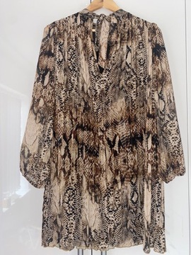 RIVER ISLAND sukienka tunika krótka panterka wężowa pliswoana 48 20