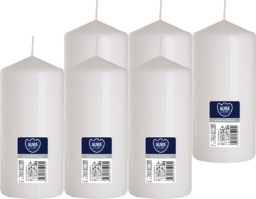6X BIAŁA Świeca walec bezzapachowa ŚWIECZKA PARAFINOWA 15CM 66H 450G