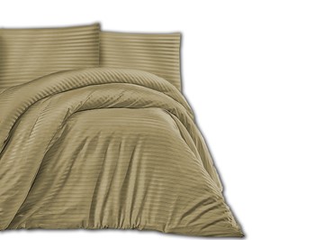 Posciel Satynowa 200x220 Cizgili Olive Green